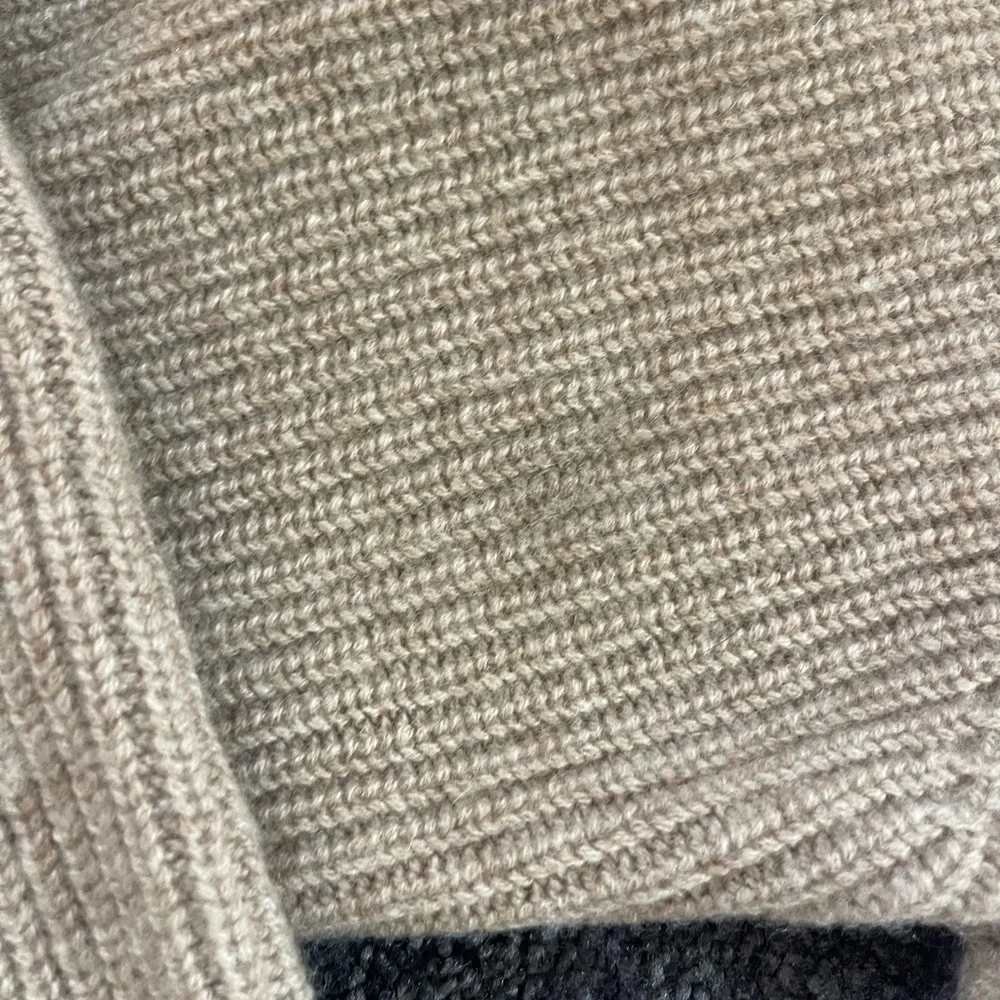 Quince Women's Cream Brown Cardigan Sweater - Picture 3 of 6